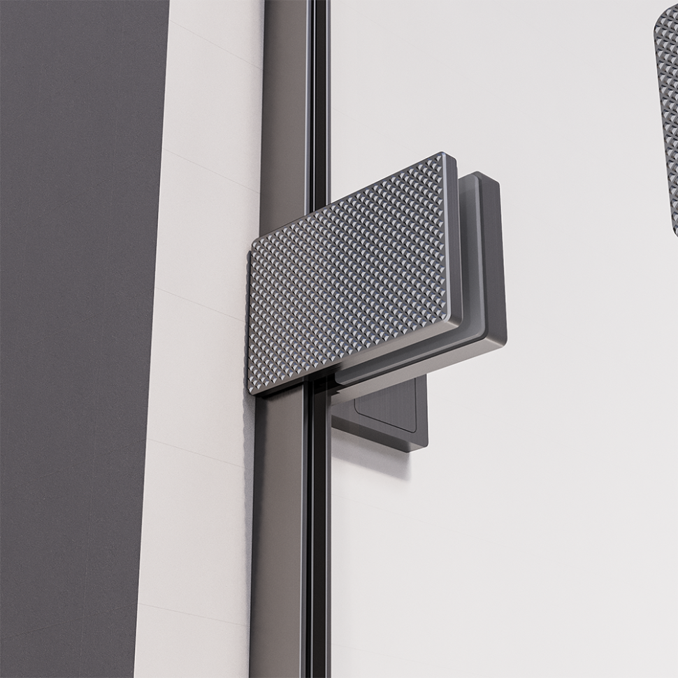 Душевой угол распашной Veconi Premium Alassio SP GR, 1500х1000x2000, брашированный графит, стекло прозрачное осветленное