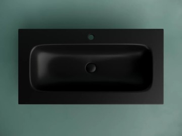 Раковина накладная мебельная CERAMICANOVA Grace прямоугольная 910x457x137 с отверстием под смеситель цвет черный матовый CN7019MB