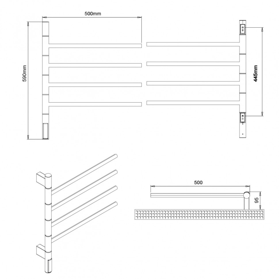 Полотенцесушитель электрический ABBER Universal AH4504 хром