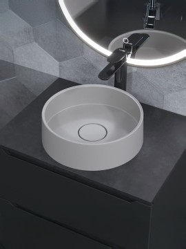 Раковина для ванной накладная кварцевая Uperwood Tanos Quartz 35 см, круглая, жасмин