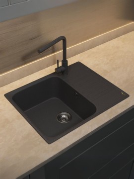 Кухонная мойка из искусственного камня Uperwood UPD-202, прямоугольная, цвет уголь