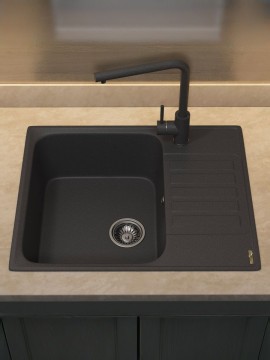 Кухонная мойка из искусственного камня Uperwood UPD-202, прямоугольная, цвет уголь