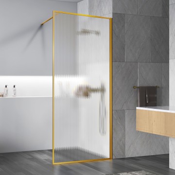 Душевая перегородка Волк-Ин (Walk-In) VSW-1HP900FLBG, 900*2000, брашированное золото, стекло рифленое