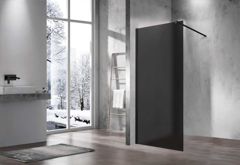 Душевая перегородка Walk-In VSW-1H900GFB, 900*2000, черный матовый, стекло матовое тонированное