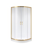 Душевое ограждение Niagara Nova NG-6407-08GOLD (100х100х195) четверть круга,золото,двери раздвижные,стекло прозрачное,1 место