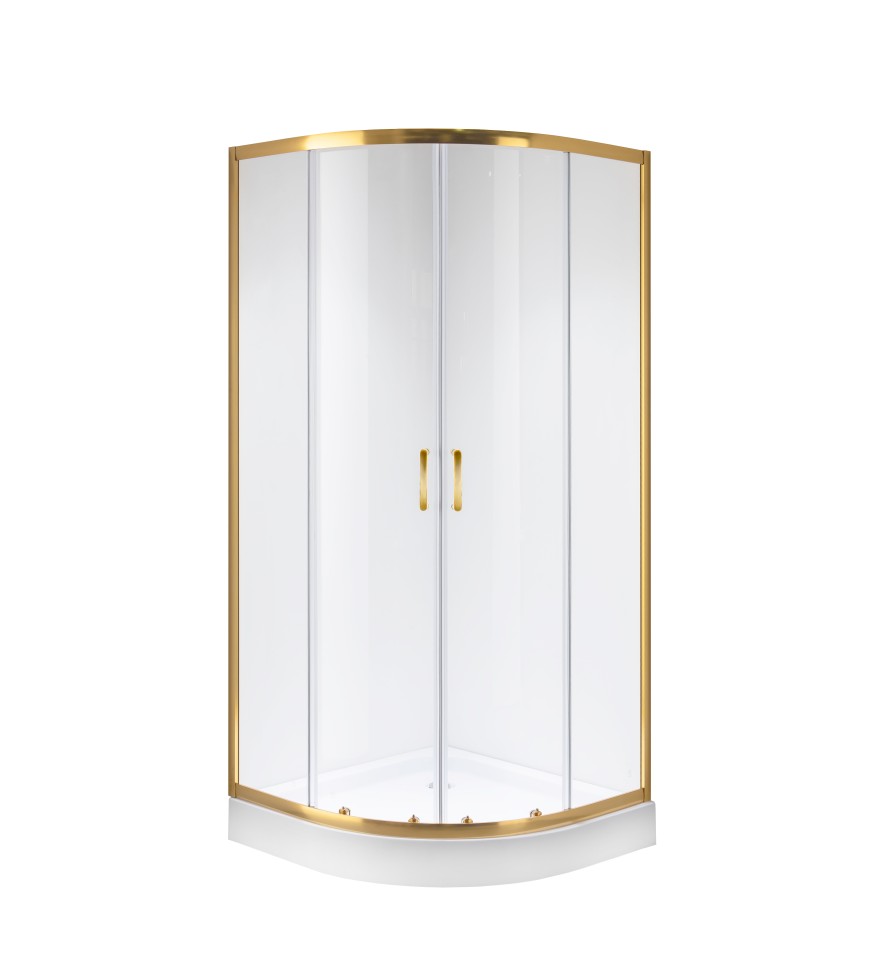 Душевое ограждение Niagara Nova NG-6407-08GOLD (100х100х195) четверть круга,золото,двери раздвижные,стекло прозрачное,1 место