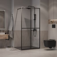 Душевая перегородка Niagara Nova NG-686-90BLACK (90х195) черный матовый,стекло прозрачное,1 место