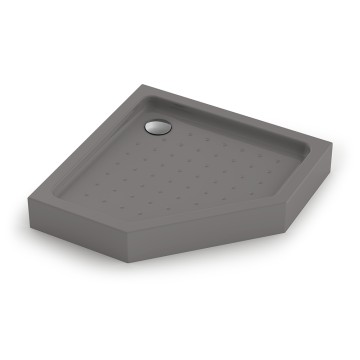 Душевой поддон пятиугольный (трапеция) Veconi Tezeo Acrylic TZ-53GR, 1000x1000x150, акрил, серый