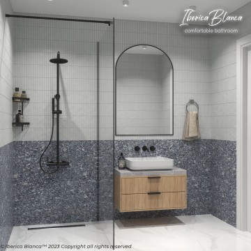 Душевая перегородка IBERICA BLANCA Mod.602 Walk In прозрачное стекло/черный 100х200см (IB602.SB.200.100)