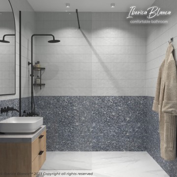 Душевая перегородка IBERICA BLANCA Mod.602 Walk In прозрачное стекло/черный 100х200см (IB602.SB.200.100)