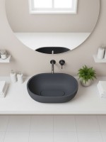 Раковина для ванной накладная Uperwood Arizona овальная, бетон, цвет графит