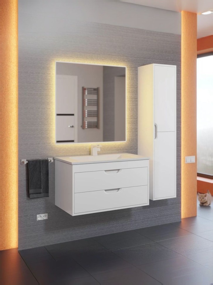Тумба под раковину для ванной подвесная Uperwood Modul 75х44,4х55 см, белаяатовая