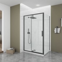 Боковая панель Veconi Ottimo SP B, 900х1900 черный матовый, стекло прозрачное