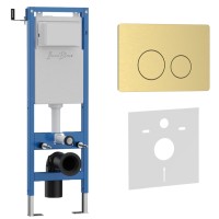 Комплект 2в1 IBERICA BLANCA инсталляция SILENCIO MINI, кнопка смыва INOX-O золото матовое (IB.001M.815)