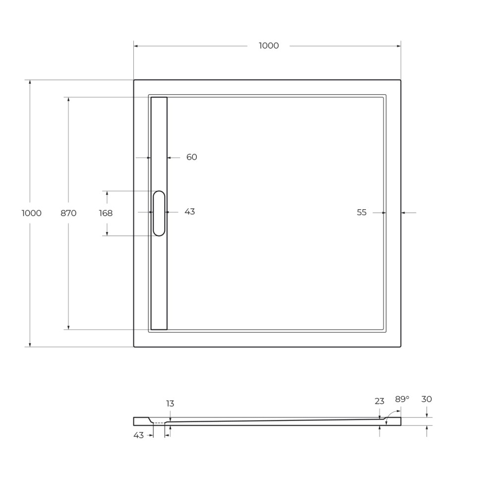 Поддон из искусственного мрамора CEZARES TRAY-AS-A-100-30-NERO