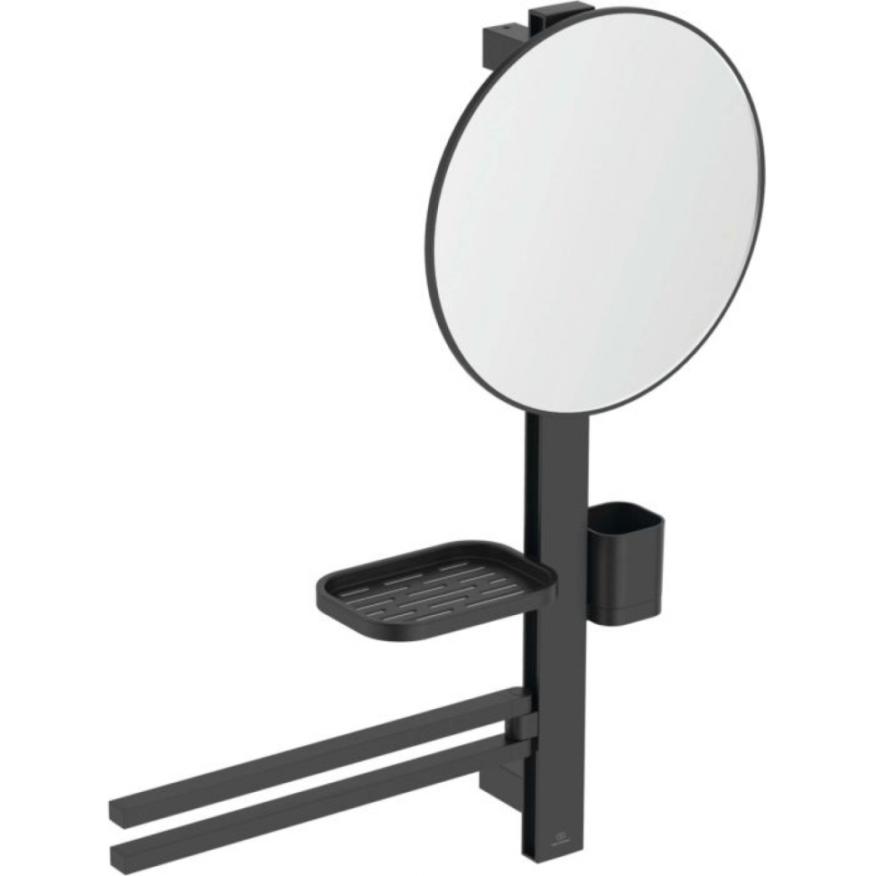 Ideal Standard Комплект аксессуаров ALU+ Beauty Bar M: штанга, зеркало, полочка, полот-тель, стакан; черный мат.