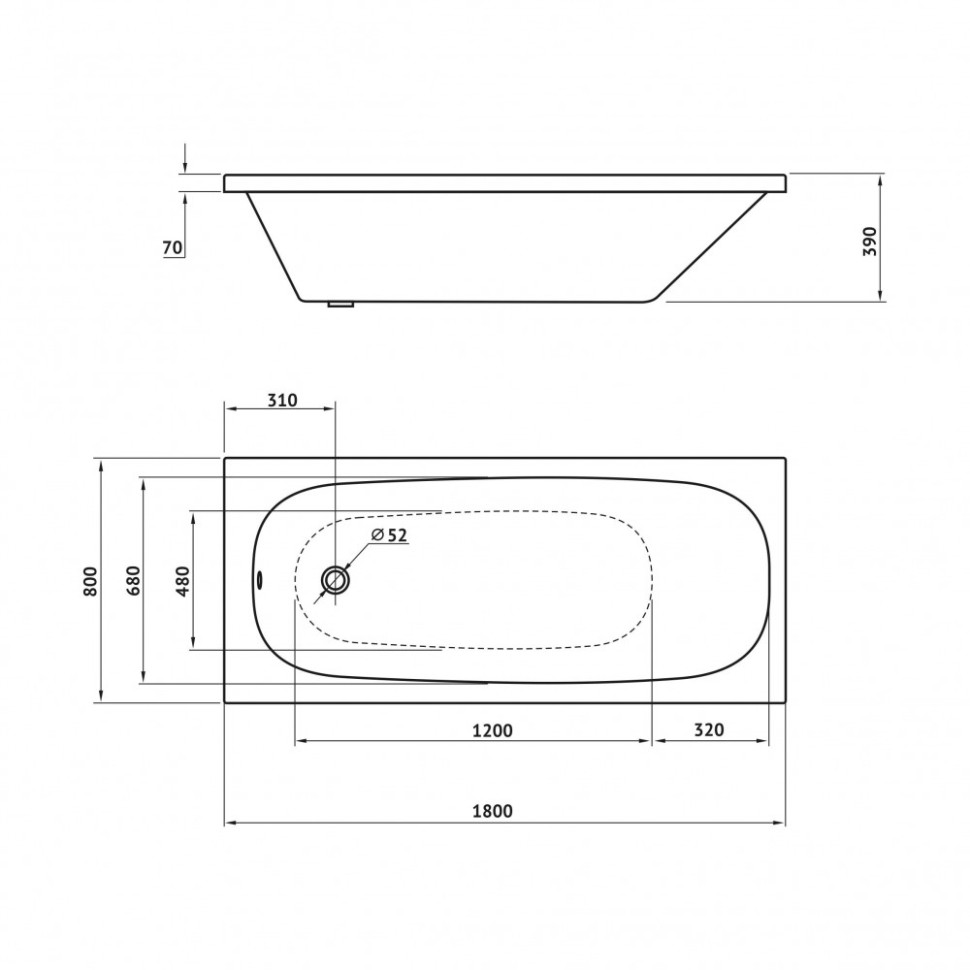 Ванна BERGES акриловая NELU 180x80 с каркасом