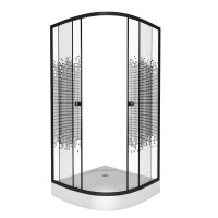 Душевой уголок Niagara Eco NG-003-14BLACK (80х80х195) низкий поддон(13см),черный,стекло мозаика,2 места