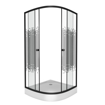 Душевой уголок Niagara Eco NG-003-14BLACK (80х80х195) низкий поддон(13см),черный,стекло мозаика,2 места