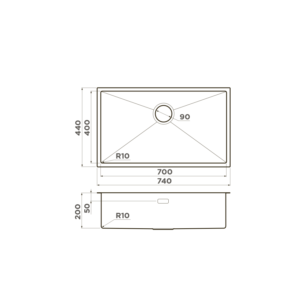 Кухонная мойка Omoikiri Taki 74-U/IF-GM нерж. сталь/вороненая сталь