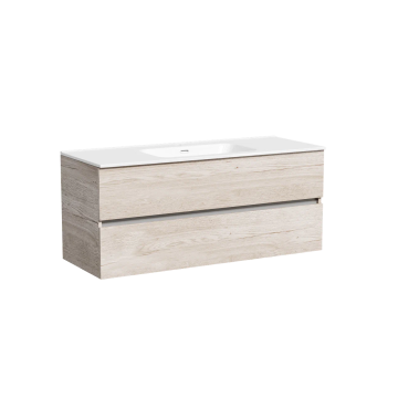 Тумба подвесная SANCOS Urban 1190х450х550, c двумя ящиками оснащенными доводчиками, дуб галифакс натуральный , арт. UR120-1EG