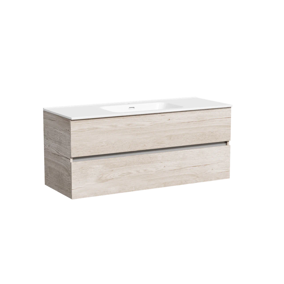Тумба подвесная SANCOS Urban 1190х450х550, c двумя ящиками оснащенными доводчиками, дуб галифакс натуральный , арт. UR120-1EG