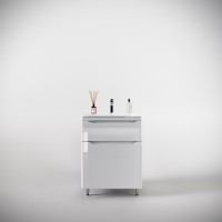 Тумба напольная STYLELINE "Марелла 60" (2 ящ.) Люкс антискрейтч белый глянец, PLUS с раковиной Марелла Люкс 600х400