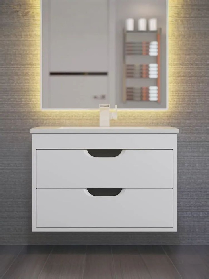Тумба под раковину для ванной подвесная Uperwood Modul 75х44,4х55 см, белая/графит