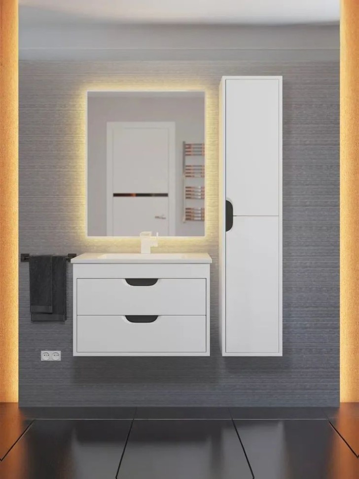 Тумба под раковину для ванной подвесная Uperwood Modul 75х44,4х55 см, белая/графит
