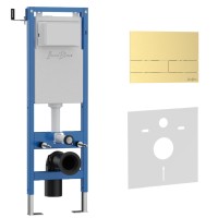 Комплект 2в1 IBERICA BLANCA инсталляция SILENCIO MINI, кнопка смыва INOX-S золото матовое (IB.001М.016.03)