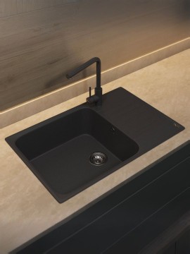 Кухонная мойка из искусственного камня Uperwood UPD-400, прямоугольная, цвет уголь