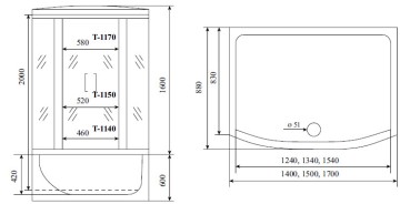 Timo Standart T-1170 душевая кабина 170*88*220, турецкая баня хамам