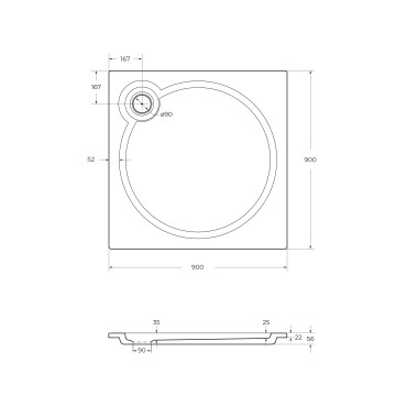 Поддон из искусственного мрамора CEZARES TRAY-S-A-90-56-W