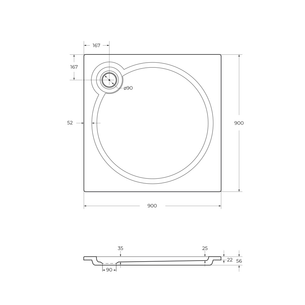 Поддон из искусственного мрамора CEZARES TRAY-S-A-90-56-W