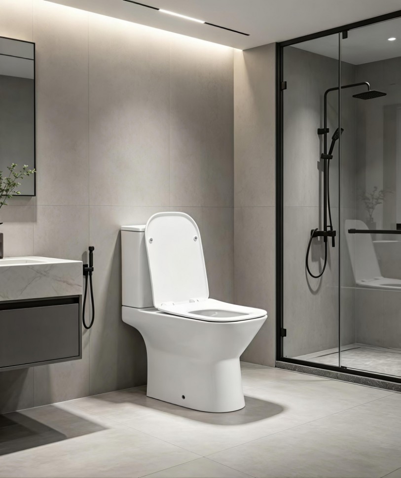Унитаз ABBER Rechteck AC1221 компакт белый, безободковый, смыв торнадо