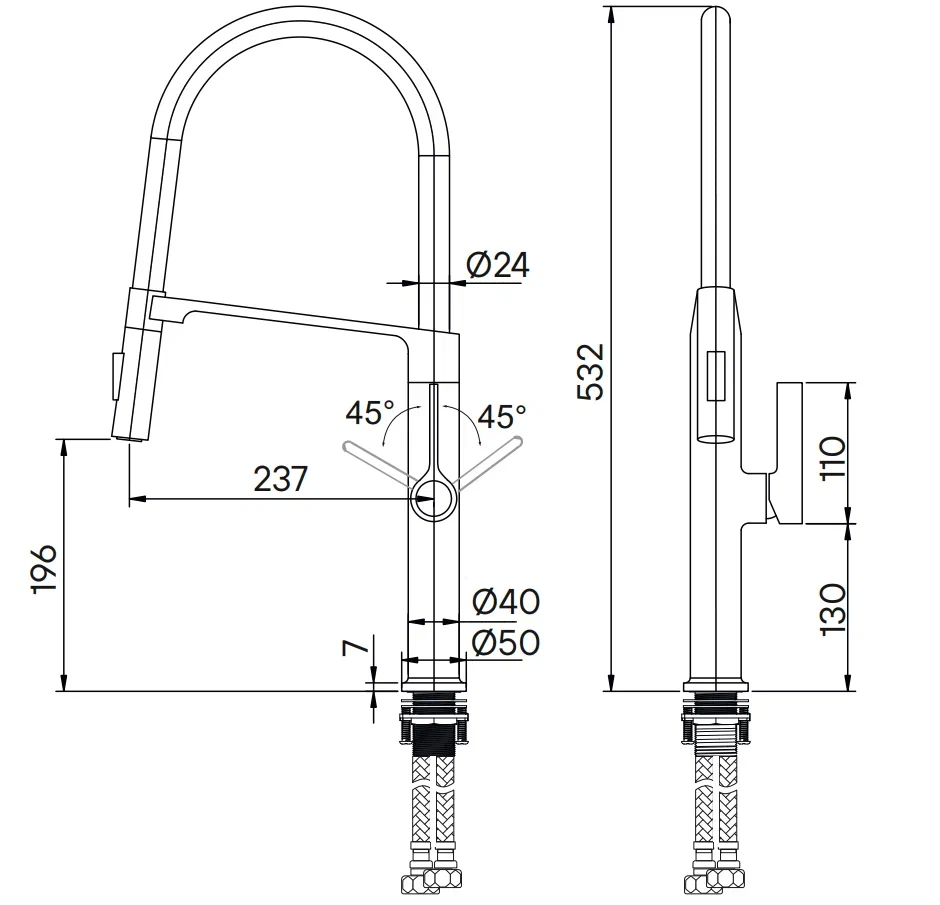 Смеситель для кухни Barrel, антрацит, Ba214029-AN, Paulmark