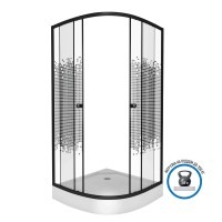 Душевой уголок Niagara Eco NG-007-14BLACK (90х90х195) низкий поддон(13см),черный,стекло мозаика,2 места