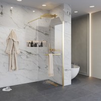 Душевая перегородка Niagara Nova NG-641-90GOLD (90х195) золото,стекло прозрачное,1 место