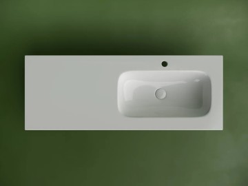 Раковина накладная мебельная CERAMICANOVA Grace прямоугольная 1210x457x137 с чашей справа и отверстием под смеситель цвет белый CN7021