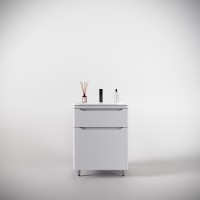 Тумба напольная STYLELINE "Марелла 60" (2 ящ.) Люкс антискрейтч белый матовый, PLUS с раковиной Марелла Люкс 600х400