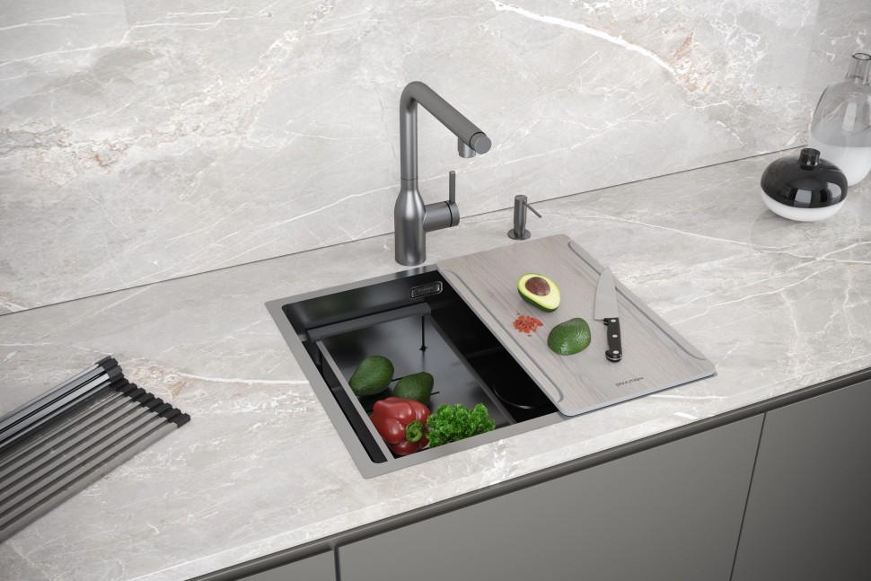 Мойка нерж. сталь NEXT-MULTI SINK 54-L UNI, PM785445-L-GM, вороненая сталь, 540х450мм, Paulmark