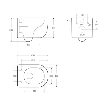 Чаша подвесного безободкового унитаза Belbagno со смывом TORNADO BelBagno SOFT-TOR BB084CH-TOR