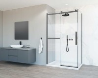 Душевой уголок Como Soft VSR-1CS9012CLGM, 1200*900, вороненая сталь, стекло прозрачное