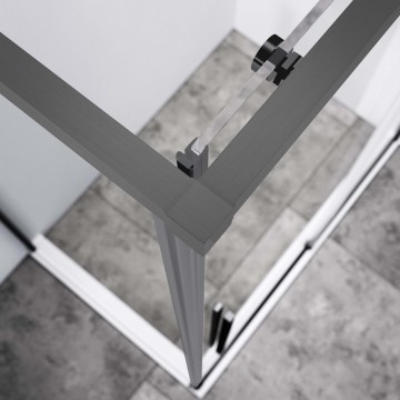 Душевой уголок Слим-Н (Slim-N) VSR-4SN8014CLGM, 1400*800, вороненая сталь, стекло прозрачное