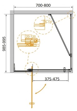 Душевой уголок CEZARES SLIDER-AH-1-100-70/80-BR-BORO