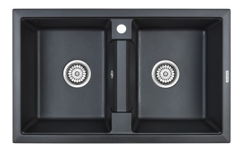 Мойка TANDEM 80/2, IT-GRANIT, PM238150-BLM, черный-металлик, 810х500 мм, Paulmark