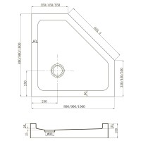 Душевой поддон Veconi Tezeo acrylic TZ-53B, 800x800x150, акрил, черный