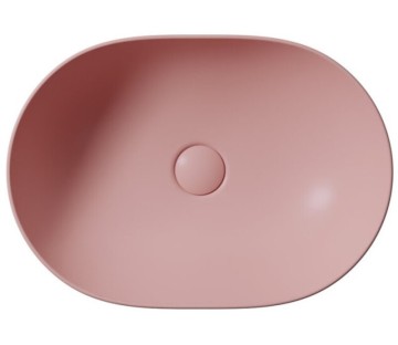Раковина-чаша накладная овальная GSI PURA 8860PVC24, размер 500 мм х 350 мм, без отверстия под смеситель, с донным клапаном, цвет розовый матовый Blush