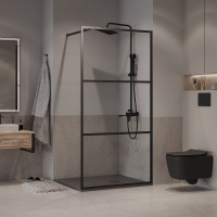 Душевая перегородка Niagara Nova NG-688-90BLACK (90х195) черный матовый,стекло прозрачное,1 место