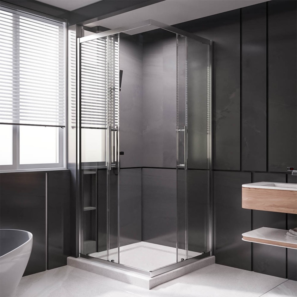 Душевой угол Veconi Premium Trento PTC-20CH, 1100Х800x2000, хром, стекло прозрачное